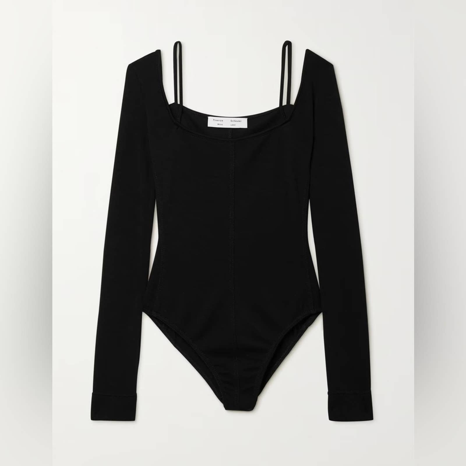 Proenza Schouler White Label Compact Jersey Bodysuit Black Long Sleeve Corset